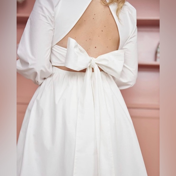 The Drop| 2X | Bright White Back Bow Mini Dress by @rachmartino - Picture 5 of 5